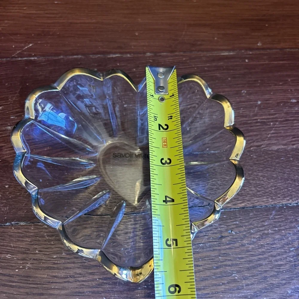 Vintage‎ Savoir Vivre Crystal Gold Trim Heart Shape Trinket/candy Dish-Japan